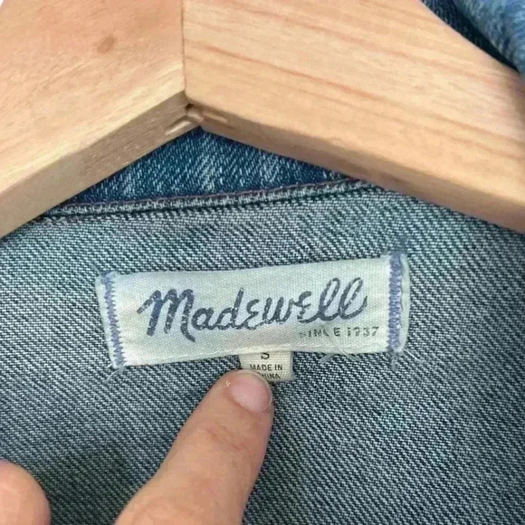 Madewell Ellery Wash Ripped Distressed Denim Jeans Jacket Style C1778 - Picture 3 of 8